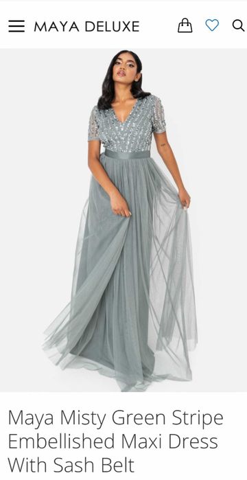 Maya Deluxe rochie de seara maxi - marime 42, culoare: misty green