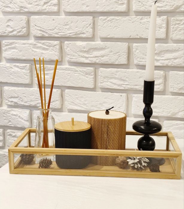 Комплект бамбукови кутии органайзери декорация за баня органайзер