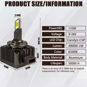 Комплект  LED крушки D1S +800 %