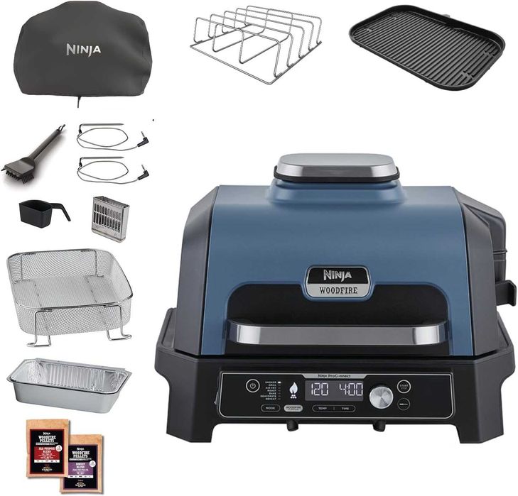 Нова Електрическа Скара Грил 7 в 1 Ninja Woodfire Pro Connect XL OG901EU, 2 години Гаранция, 1700W