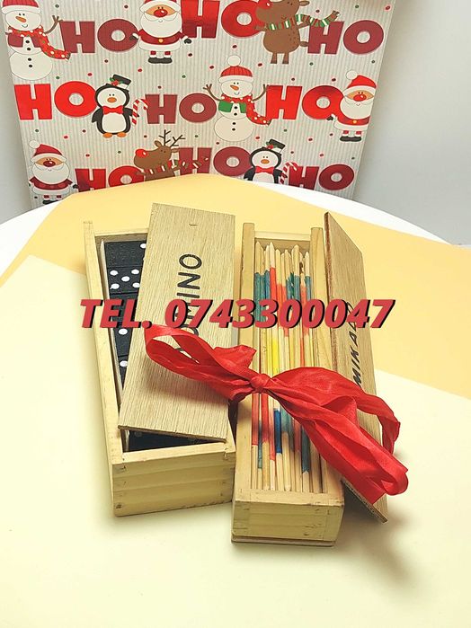 Pachet Cadou Craciun  Joc Marocoo mikadoSi Domino  Transport Gr
