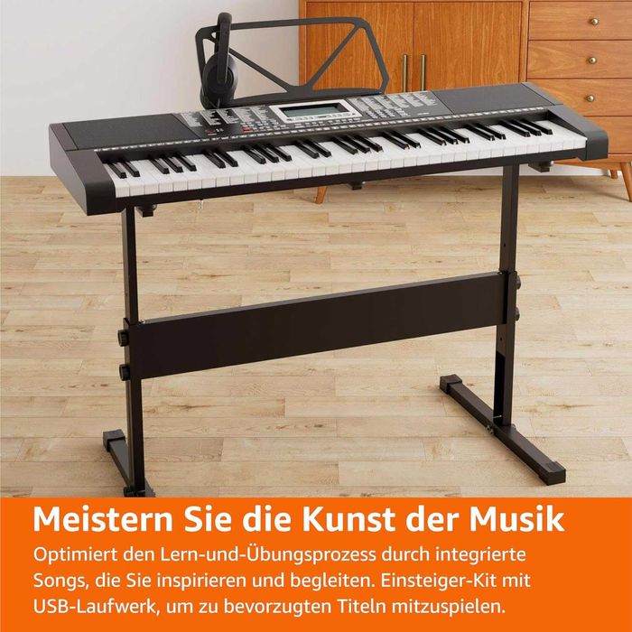 Синтезатор пиано със стойка 61 клавиша и слушалки комплект