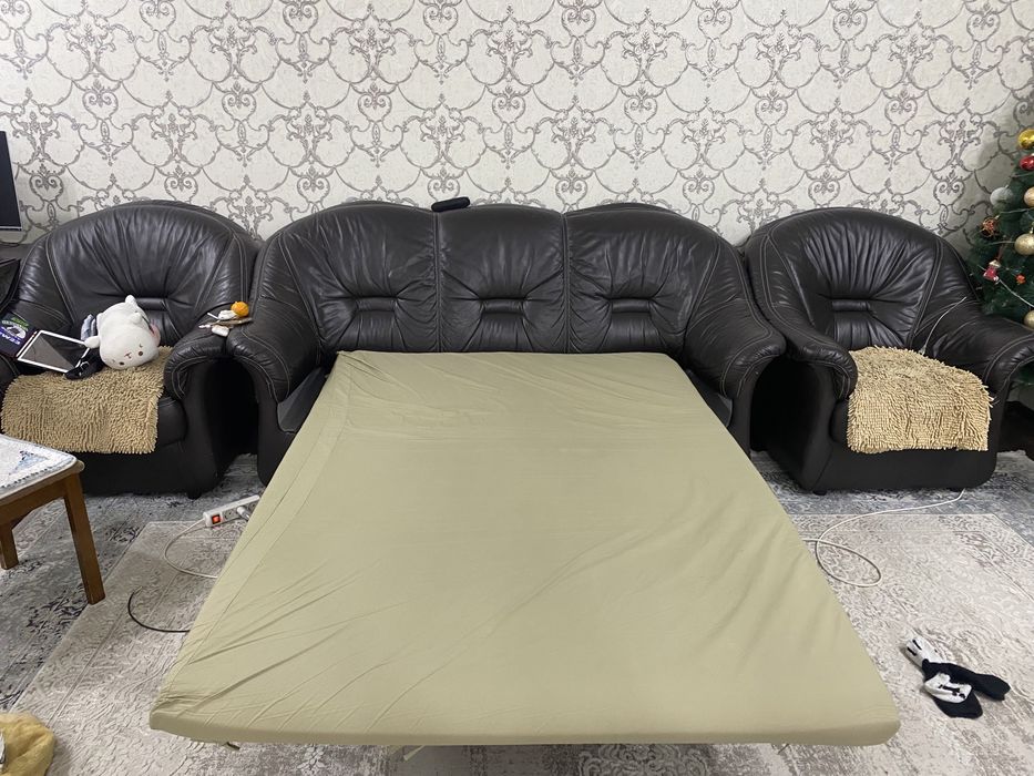 Кожанные диван и кресла