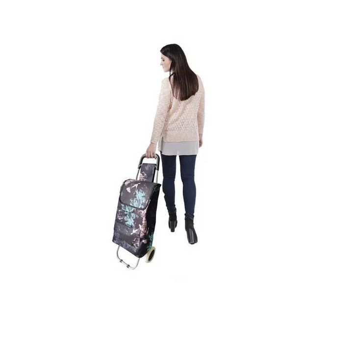 Пазарска количка Mercado Trade, Макс.тегло 30кг., Черна с мотиви