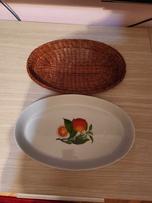 tava ovala ceramica cu cos de prezentare