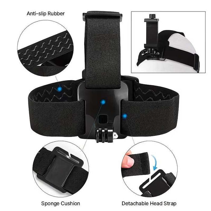 3in1 Комплект за GoPro, DJI, Insta и телефони - За глава, гърди, каска