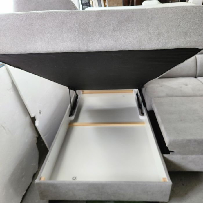 NOU Coltar U-form 348cm, stofa, gri, extensibil