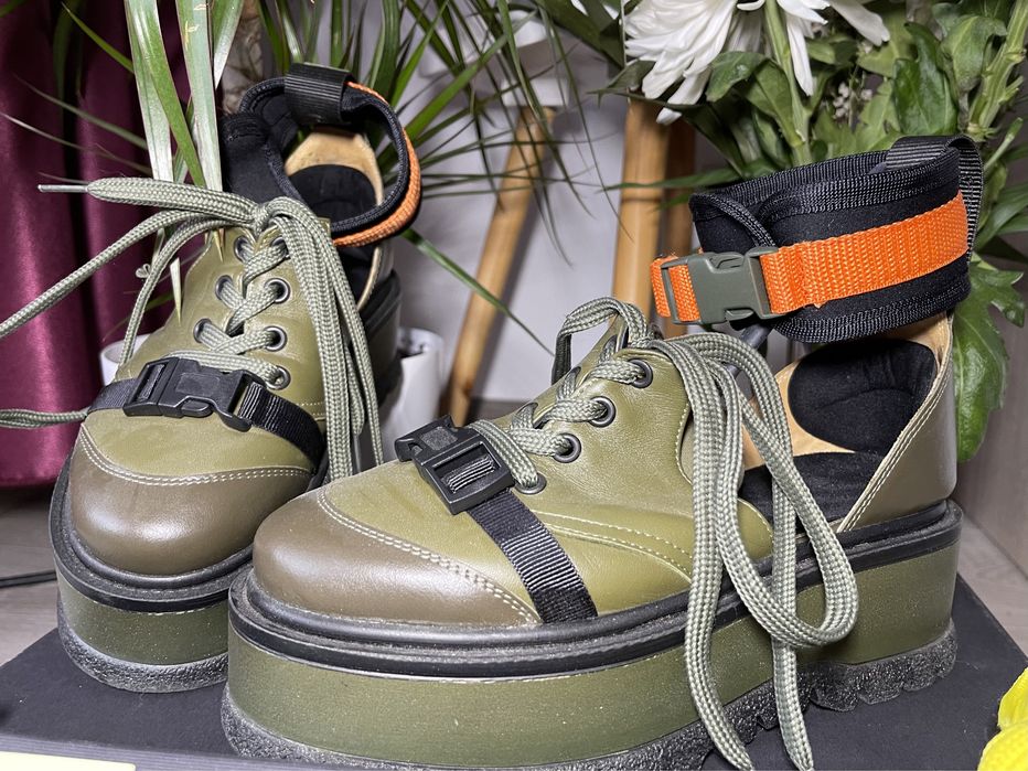 Gemelli Shoes - Pantofi din piele cu platforma Joseph, Kaki, 37