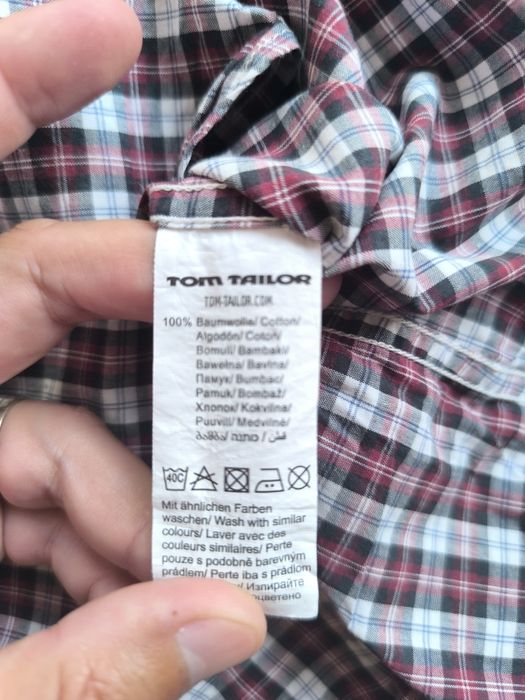 Cămașă Tom Tailor damă S, 100% bumbac, carouri bordo/alb, mânecă lungă