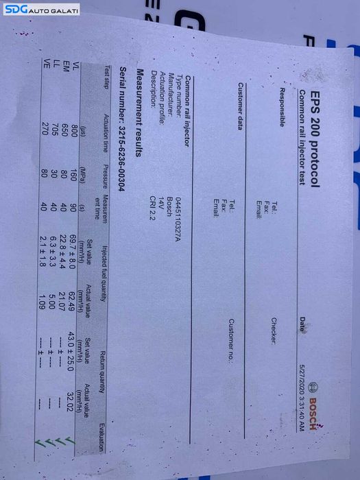 Injector Injectoare Verificate pe Banc cu Fisa Opel Insignia 2.0 CDTI A20DTH A20DTL 2008 - 2015 Cod 0445110327 [AV2336]