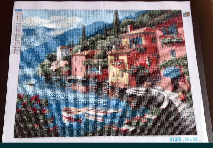 Изработени диамантени гоблени-Ваза с рози,Заря , Планински пейзаж и кр