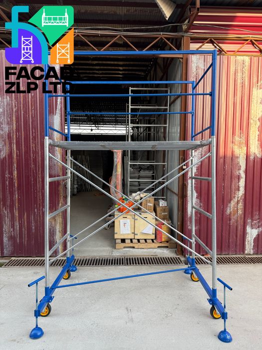 Леса строительные, с ограждением и колесами, из нержавеющей стали