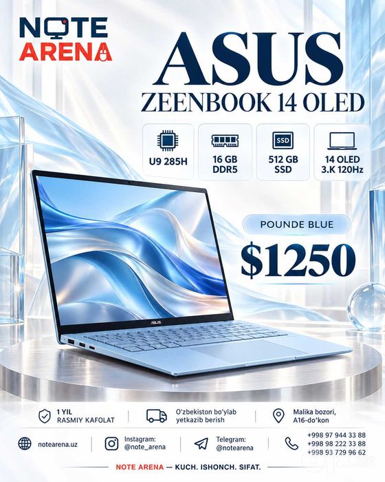 Asus zeenbook 14 oled 120hz / u9 285h / 16 gb ddr5 / 512 gb ssd