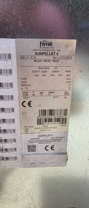 Пелетен котел, комбиниран | Ferroli SUN PELLET 4 – 30 kW | Пелети, дърва и въглища