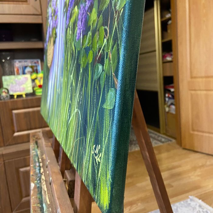 Картина маслом с сиренью