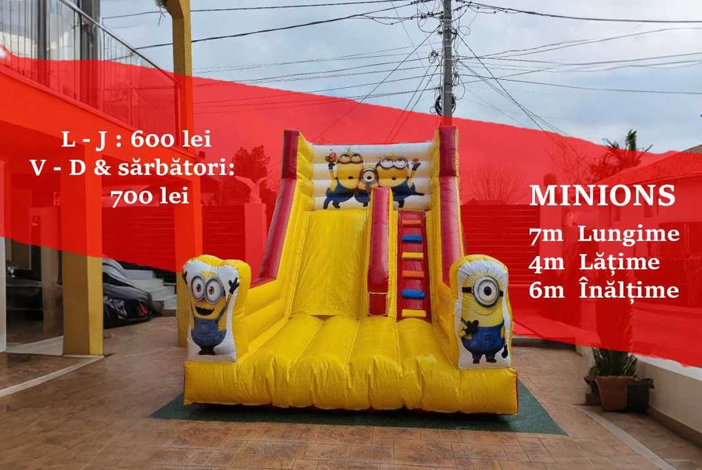 Tobogane gonflabile ° Animatori ° Vată pe băț°  Trambulină ° Magician Topogane gonflabile