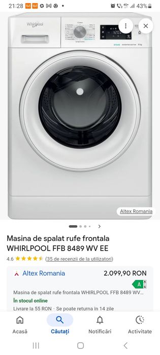 Vând mașină spalat whirlpool