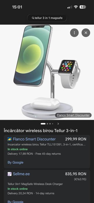 Statie incarcare Magsafe TELLUR 3 in 1 wireless (nou nefolosit)