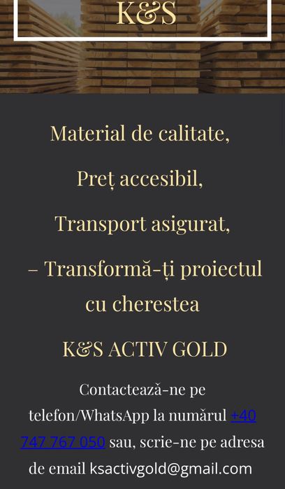 Vând cherestea și lemn pentru construcții!