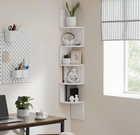 Ъглов стенен рафт с 5 нива