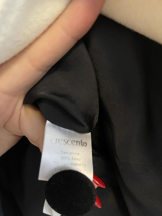 Palton alb marime 36/S lână, pisica aplicata, deosebit