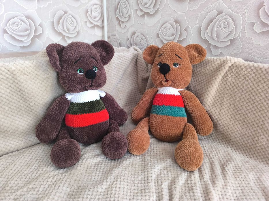 Коледно кученце плетена плюшена играчка, амигурум, ръчна изработка