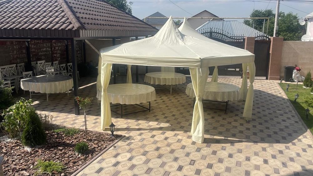 Шатер, палатка, стол, стулья, посуда