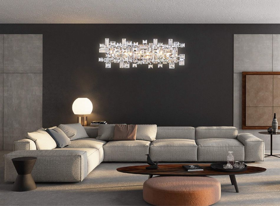 Lampă de tavan de perete rectangulară modernă din cristal