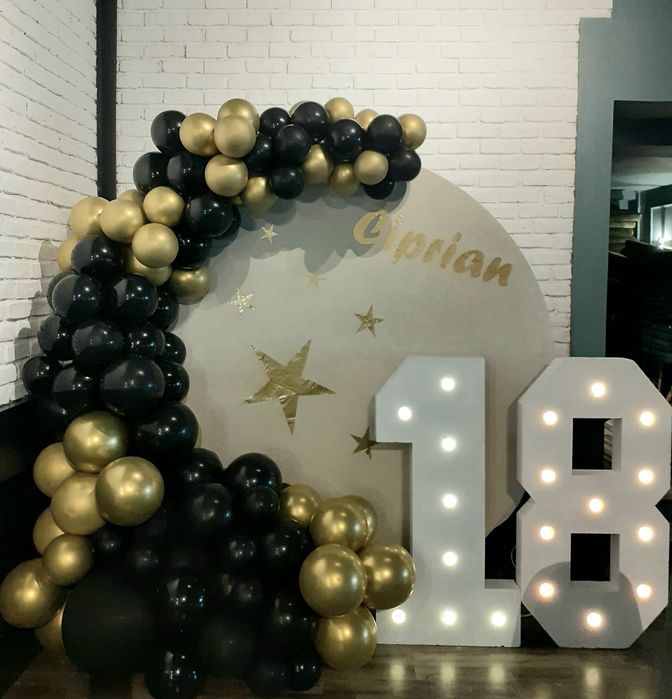 Arcada, Panou baloane, Litere luminoase, Decor, Majorat,Botez, Nunta