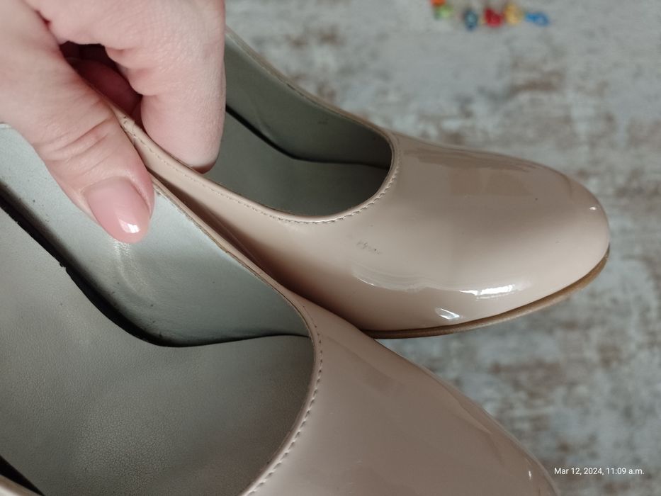 Pantofi piele 39 nude/crem