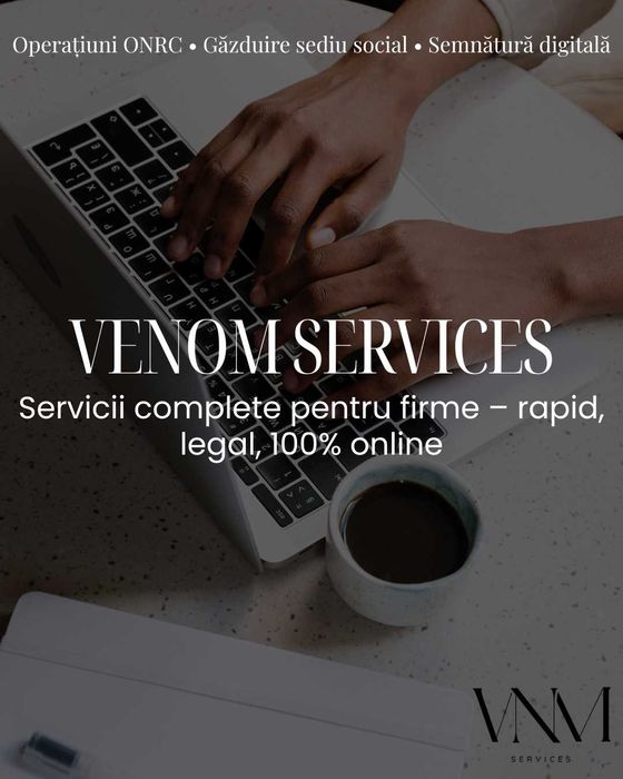Înființare firmă. Găzduire sediu 100% online Acces SPV Certif. Digital