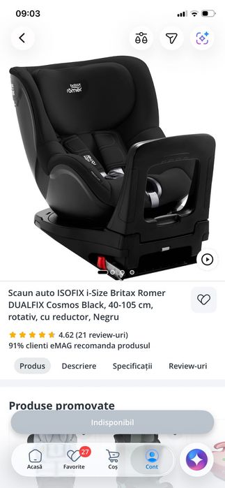 Vând scaun auto Britax romer