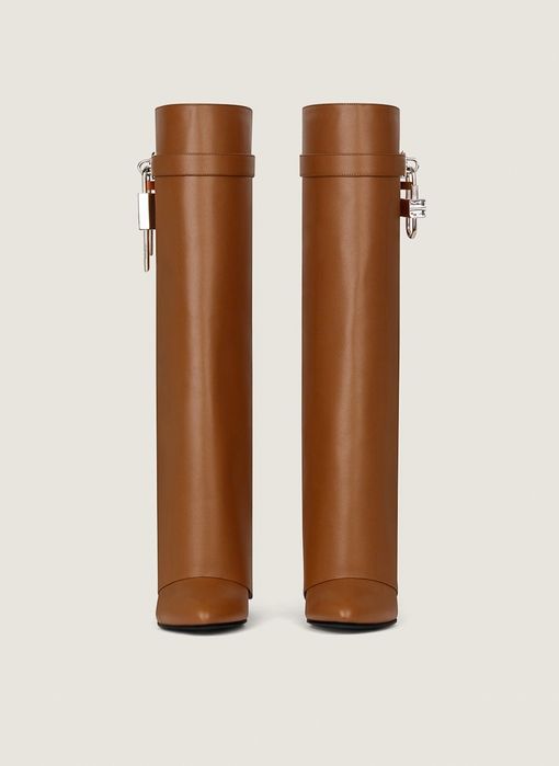 Кафеви кожени ботуши