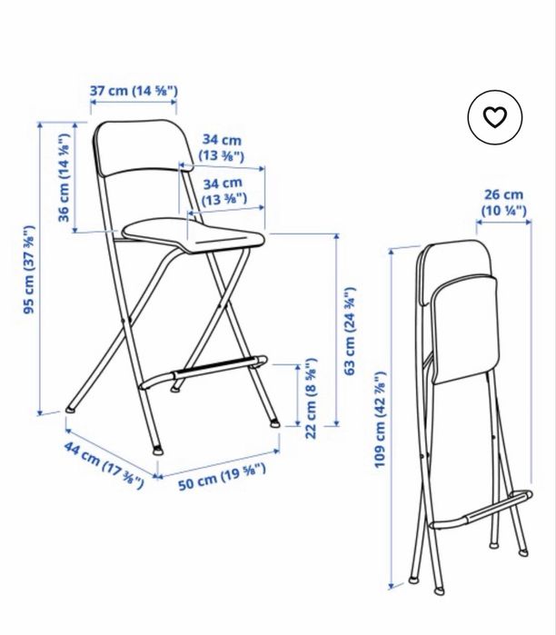 FRANKLIN бар стол с облегалка, сгъваем Икеа IKEA