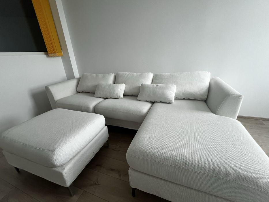 Coltar fix gri + Taburet - Ottoman