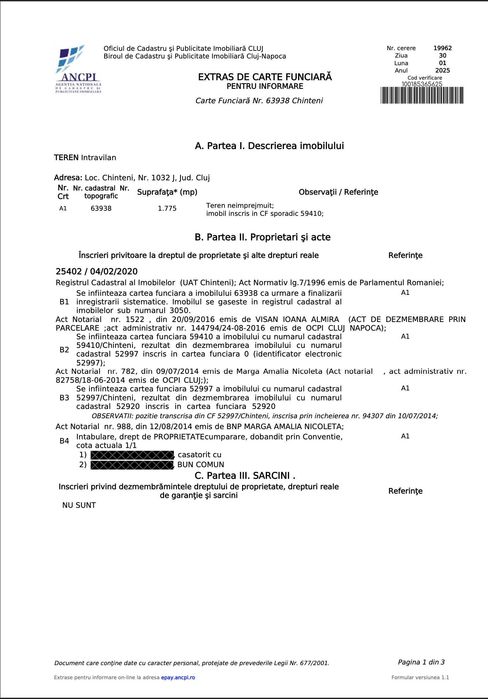 Cel mai bun teren din Chinteni - 1775 mp