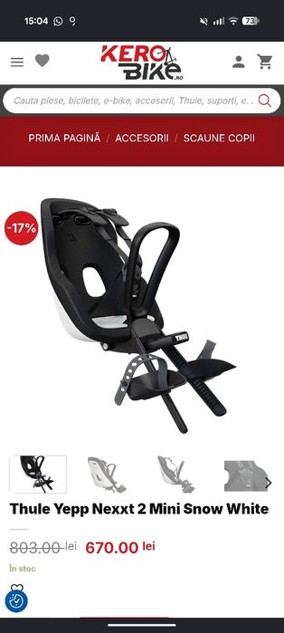 Thule yepp nexxt 2 mini - NOU NOUȚ  snow white