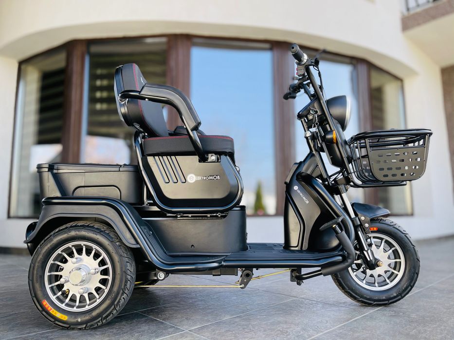 Tricicleta Triciclu Electrica cu 2 Locuri Baterie 20Ah Scuter 650W ‼️