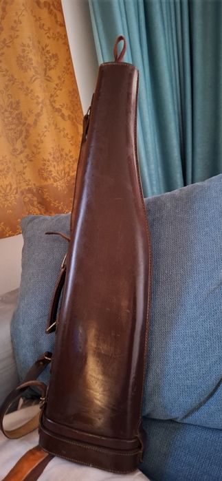 Твърд калъф за ловна пушка – естествена кожа, Италия