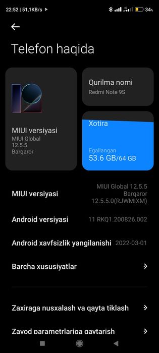 Zudlik bilan  Redmi Note  9 S  Sotiladi