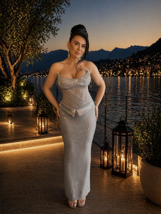 Rochie pietre midi corset eveniment