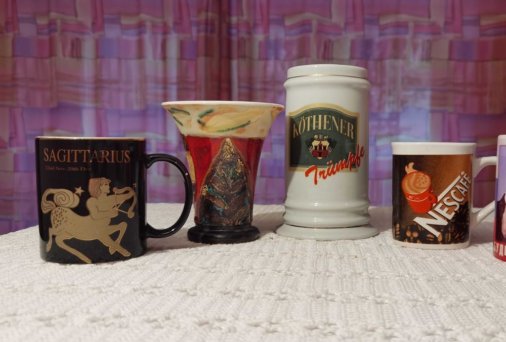 Керамични чаши различни,Арт,гръцка, халба и нескафе