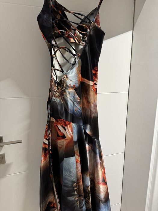 Karen Millen Petite Lily printed tie up maxi dress Size XS