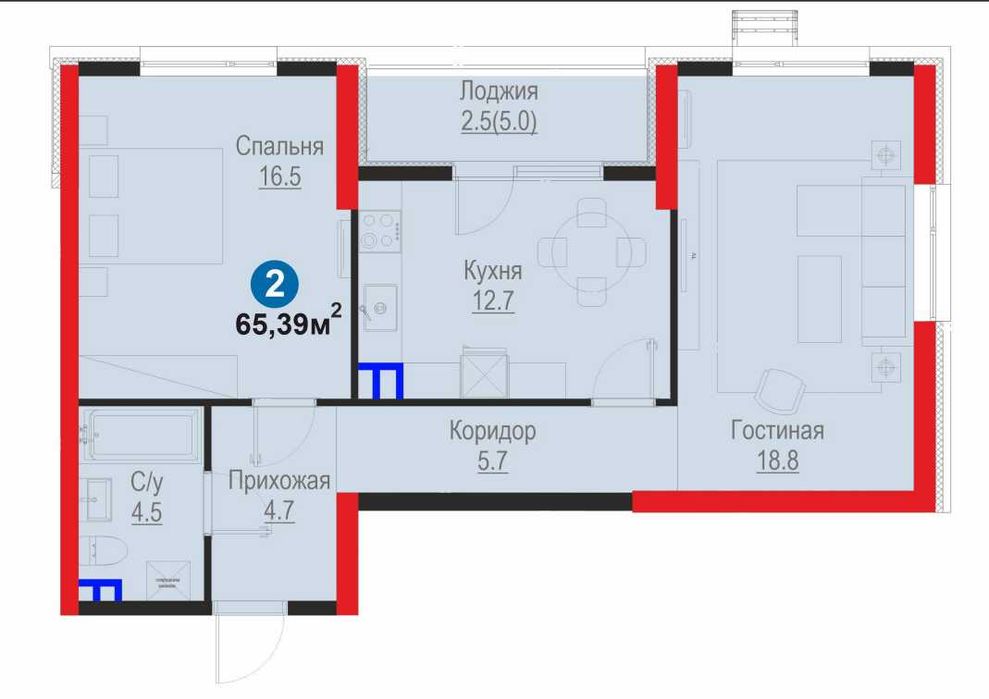 2-ком 65м² | 10,5 млн/м² | Рассрочка / Ипотека | Сдача 2027 • kw89