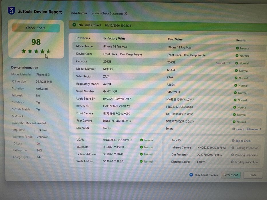 Iphone 14 Pro Max 256 deep purple