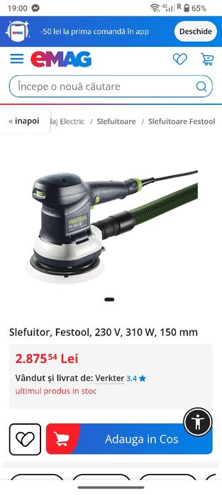 Vînd șlefuitor excentric festool ETS 150/5 EQ plus nou