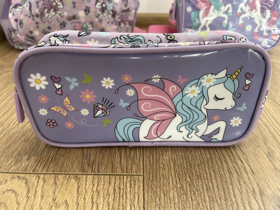 Комплект детска раница, несесер и чанта за обяд Еднорог