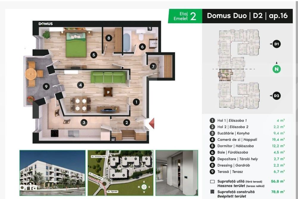 Apartament 2 camere – confort, lumina si eficienta in Sepsi Domus