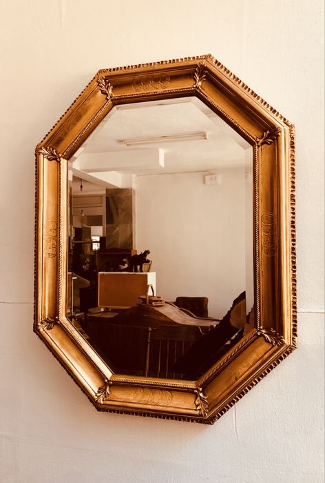 Винтидж златно огледало • Барок / Нео-барок • Фасетирано стъкло