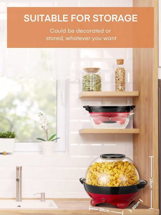 Машина за Пуканки с Незалепващо Покритие HOUSNAT, 5.5L 800W